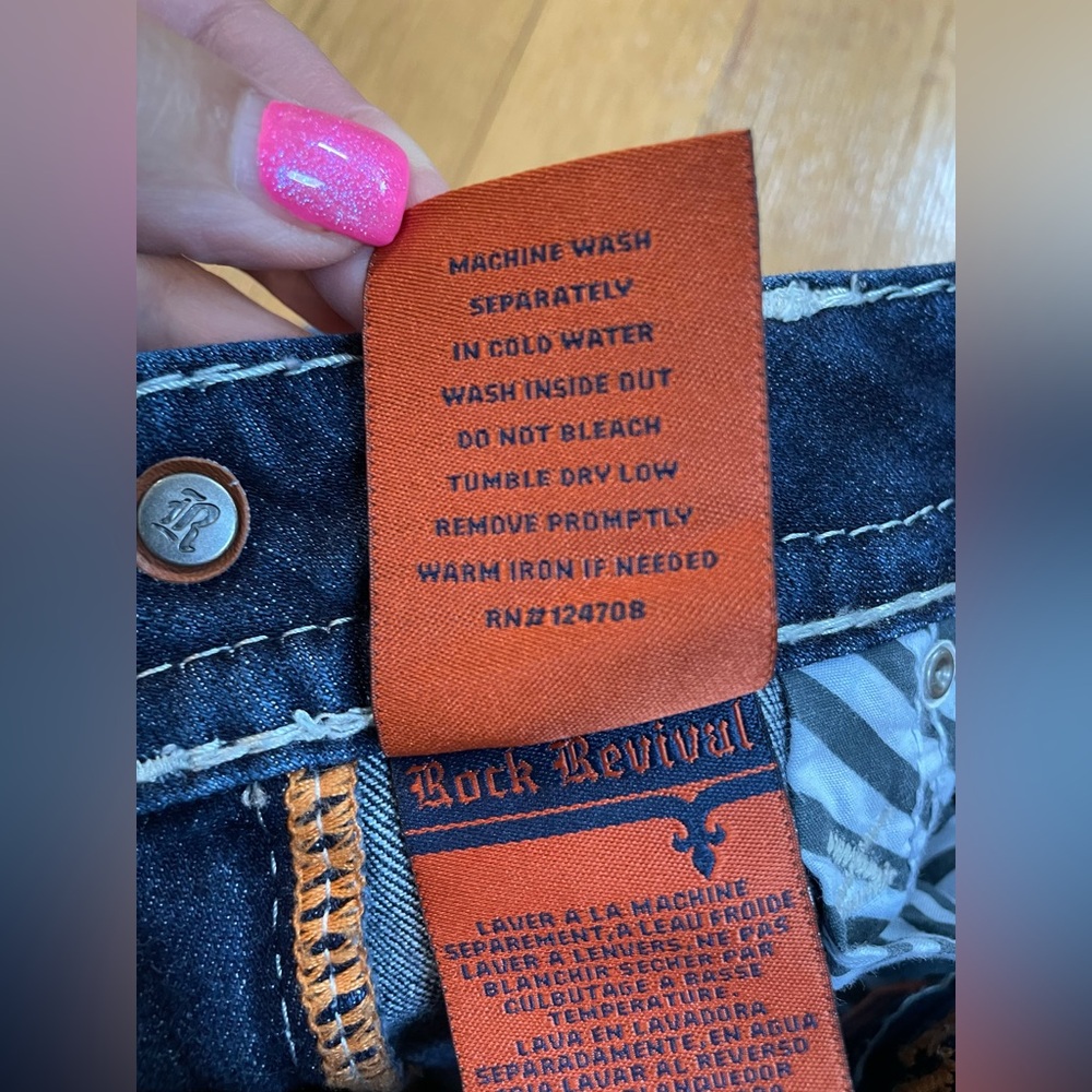 Women’s Rock Revival Luxor S200 Med Wash Skinny Jeans Crystal Embellishments 25 - Picture 12 of 14
